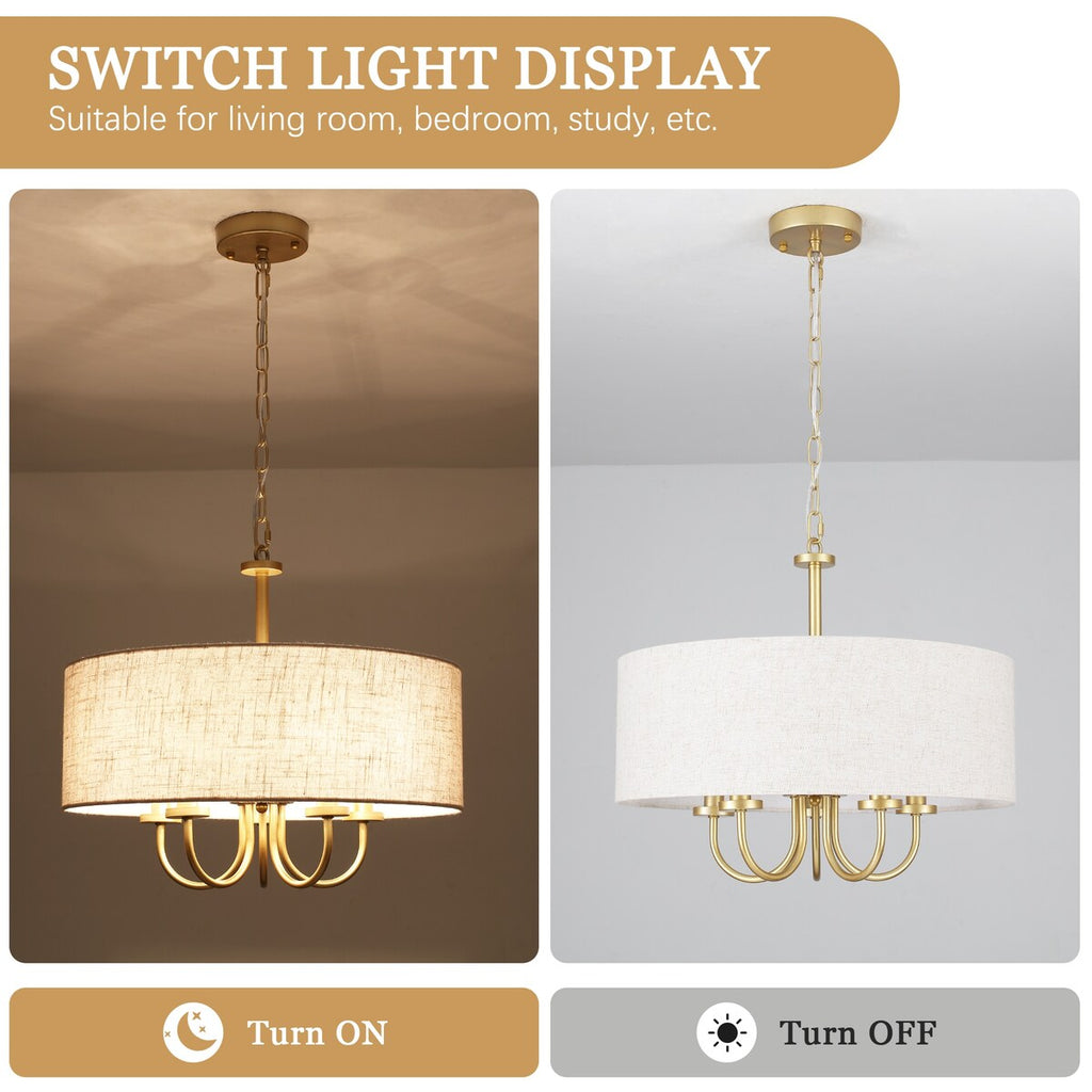 Plafonnier semi-encastré moderne à 5 lampes pour salle à manger, chambre à coucher, salon - N/A