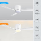 Ventilateur de plafond encastré à DEL noir/blanc de 52 pouces avec télécommande (3 pales)