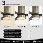 Ventilateur de plafond encastré de style campagnard de 52 pouces avec éclairage et télécommande, moteur CC réversible