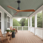 Ventilateur de plafond moderne en bois massif/ABS de 52 pouces avec télécommande (sans lumière), 6 vitesses de vent, flux d'air réversible