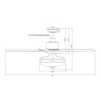 Ventilateur de plafond réversible en bois de 52 pouces, 5 pales et 3 lumières, avec télécommande