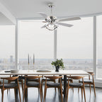 Ventilateur de plafond LED moderne d'intérieur chromé/noir à intensité variable avec lumière et télécommande