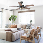 Ventilateur de plafond décoratif industriel en verre grainé noir de 52 pouces avec télécommande et kit d'éclairage