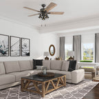 Ventilateur de plafond LED Prominence Home Sivan Bronze Farmhouse avec éclairage et télécommande