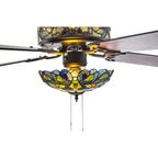 Ventilateur de plafond Magna Carta de style Tiffany Copper Grove Guasipati de 52 pouces - 52L x 52W x 16,5
