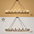 Lustre rond à 24 lumières en forme de roue de chariot de 54 pouces