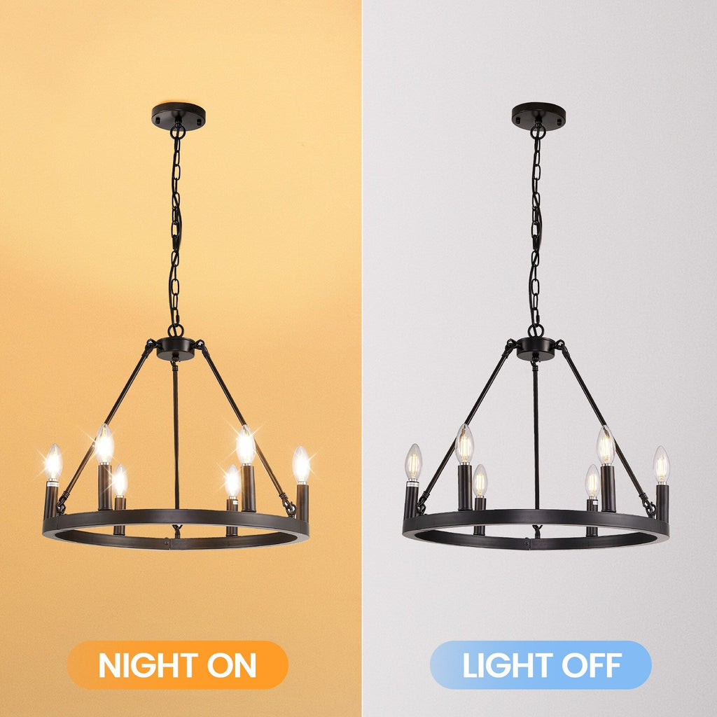 Lustre rond à 24 lumières en forme de roue de chariot de 54 pouces