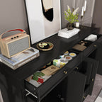 Buffet blanc laqué de 59,1 pouces, style contemporain et moderne du milieu du siècle