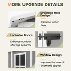 Abri de rangement extérieur en plastique et résine toutes saisons de 6 pi x 4 pi/6 pi x 8 pi/8 pi x 6 pi/8 pi x 10 pi avec plancher, abri à outils Spire