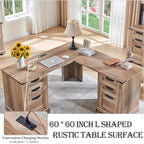 Bureau de direction en L de style ferme, bureau d'angle en bois, bureau d'ordinateur