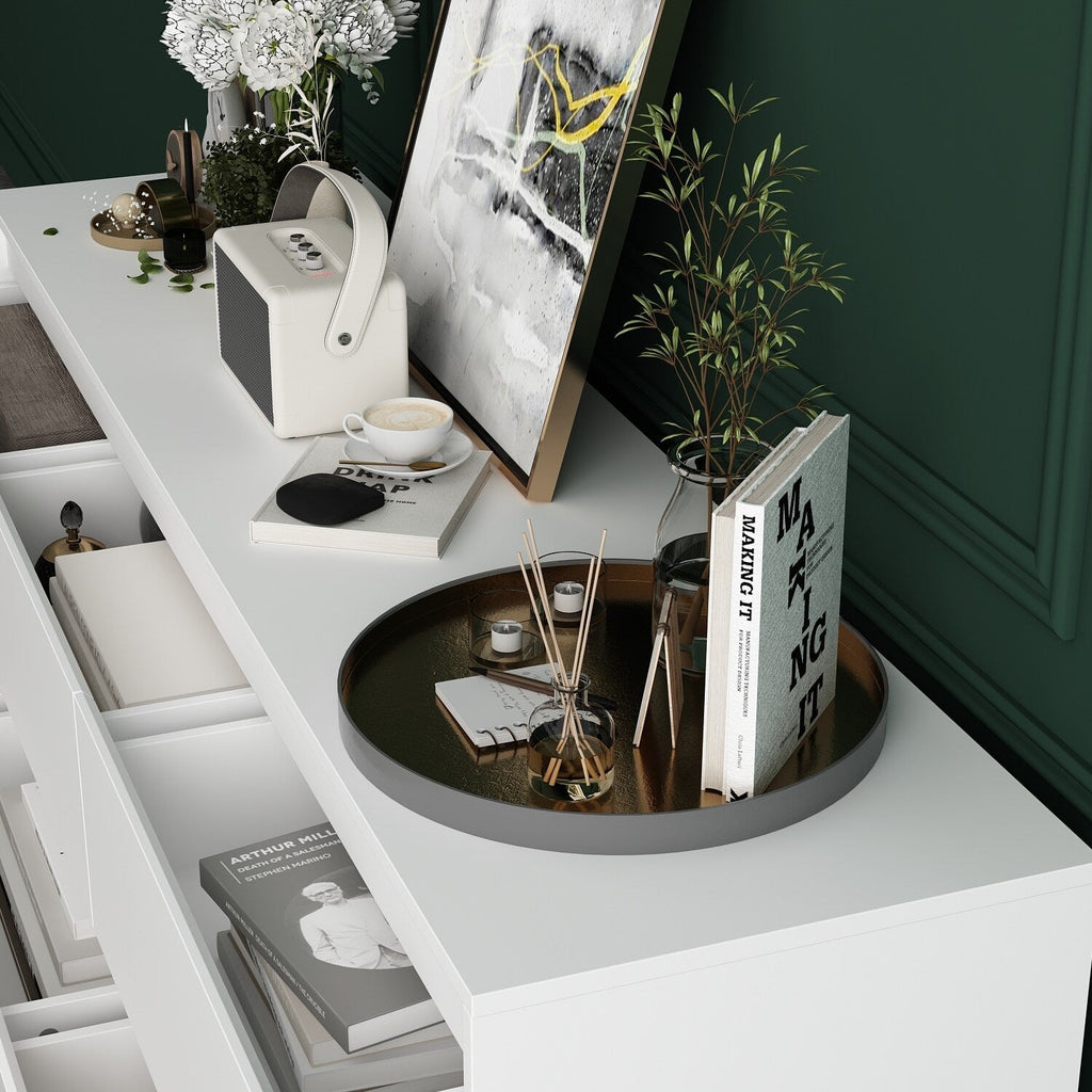 Commode d'appoint à 9 tiroirs 63W pour salon, chambre à coucher