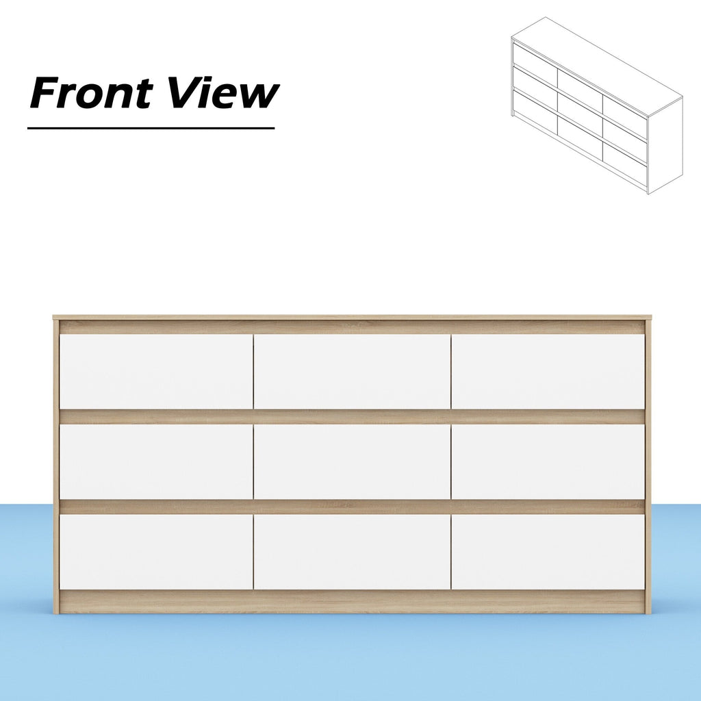 Commode d'appoint à 9 tiroirs 63W pour salon, chambre à coucher