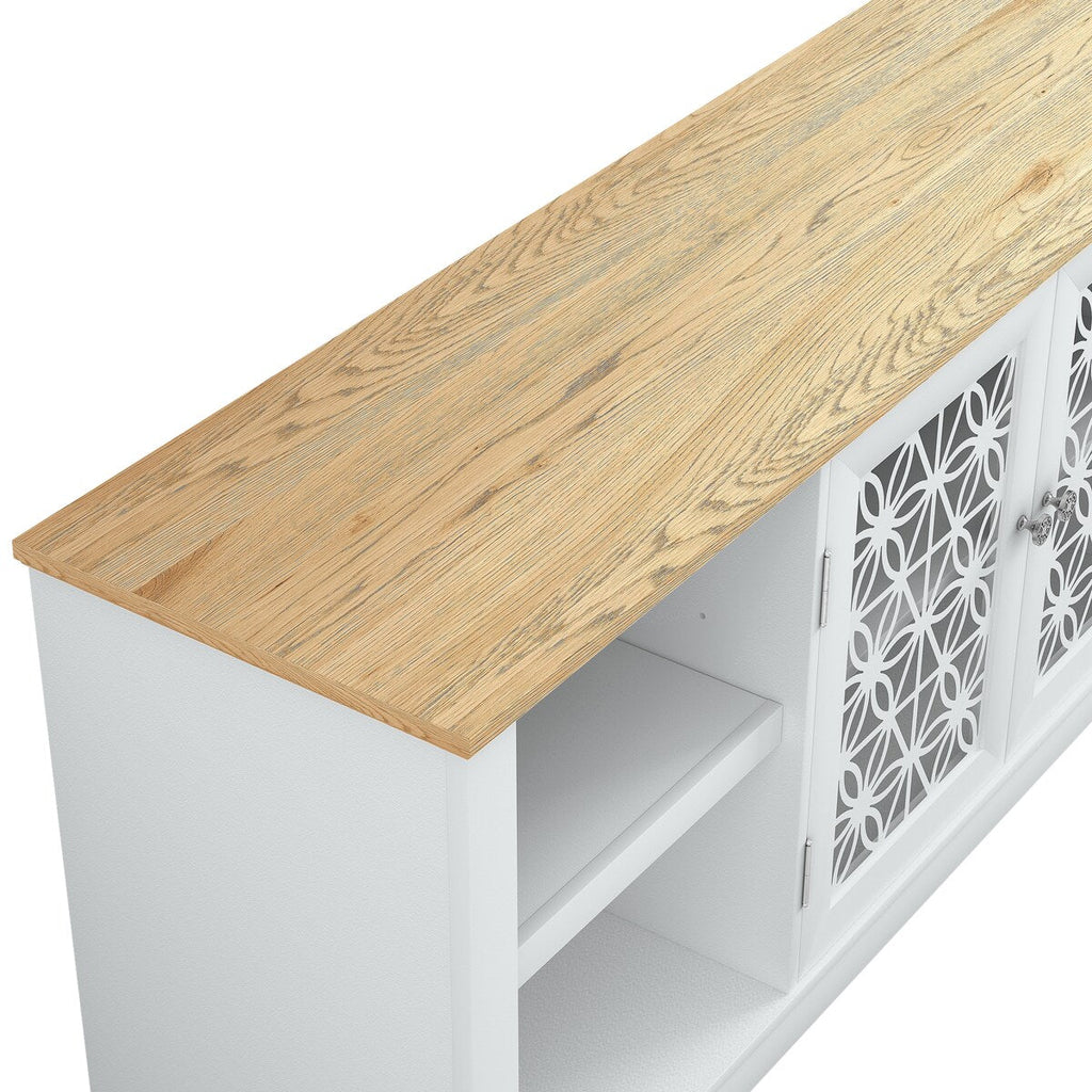 Meuble TV décoratif rustique à motif floral de 70 po pouvant accueillir jusqu'à 80 téléviseurs