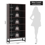 Bibliothèque et étagère de 70,8 pouces de hauteur, grande bibliothèque à 5 niveaux - 11,81 P x 31,5 L x 70,87 H