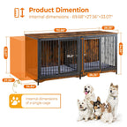 Meuble pour cage à chien de 70,86 pouces, meuble TV pour grandes races avec coussin et chambres doubles (sans coussin)