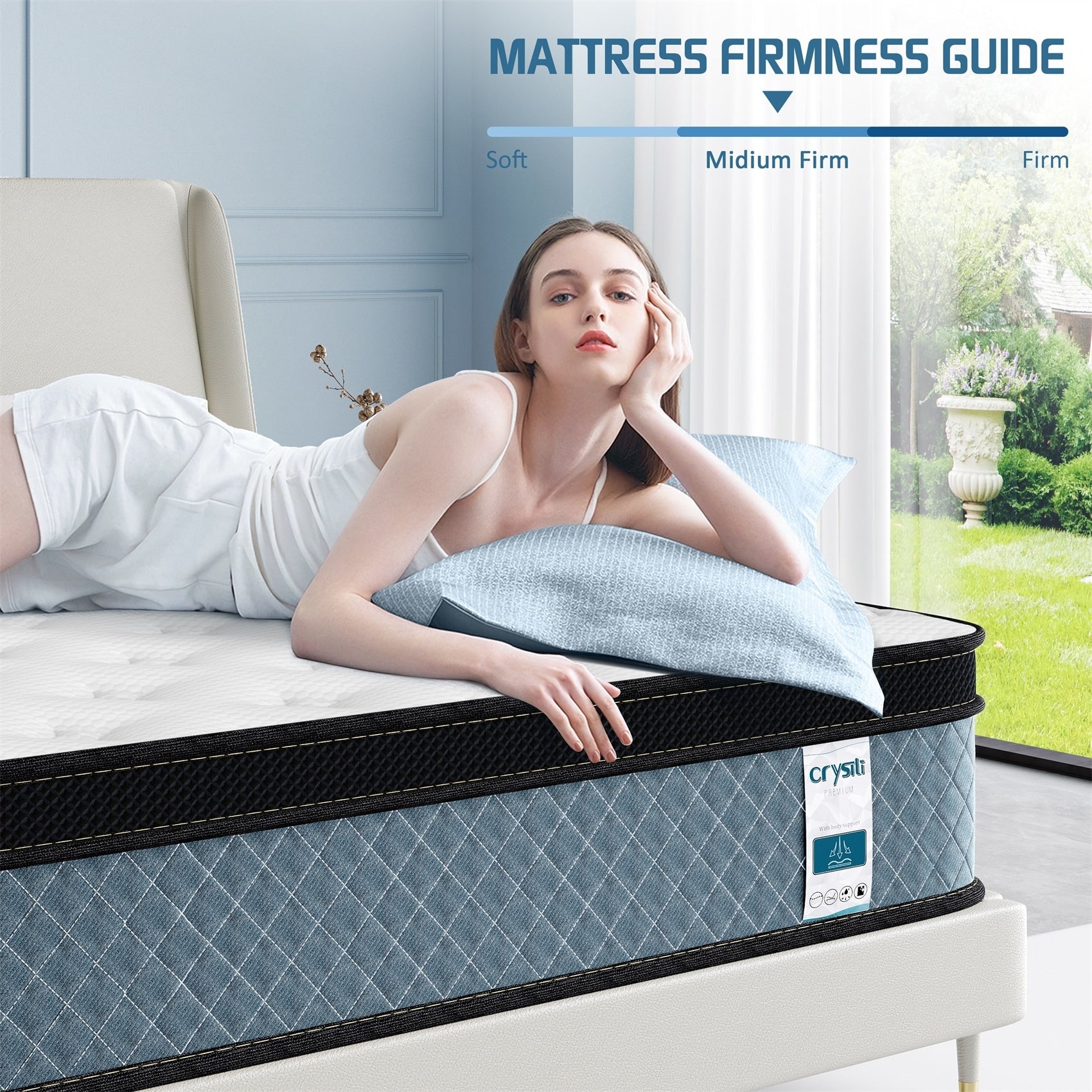 8 matelas hybrides en mousse à mémoire de forme refroidissante moyenne dans une boîte