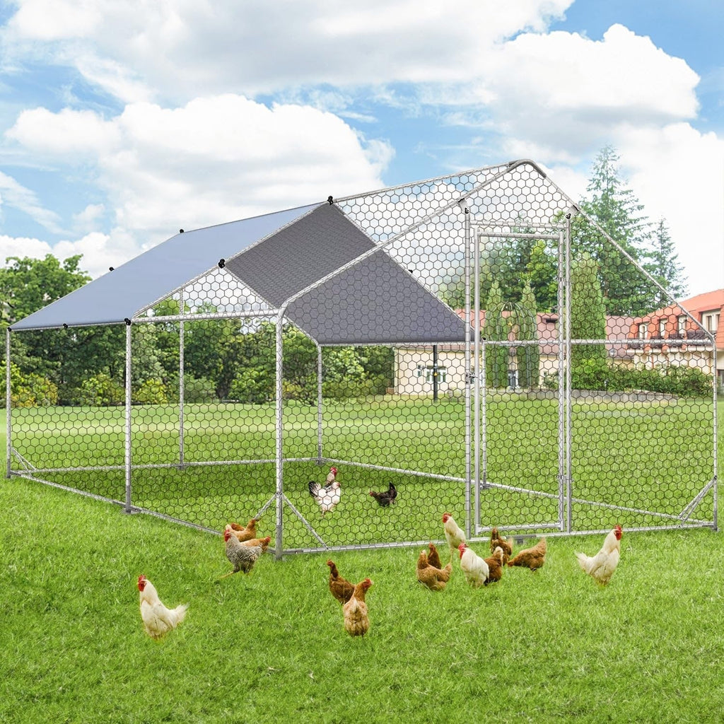 AECOJOY Grand poulailler en métal avec cage à poulets en métal