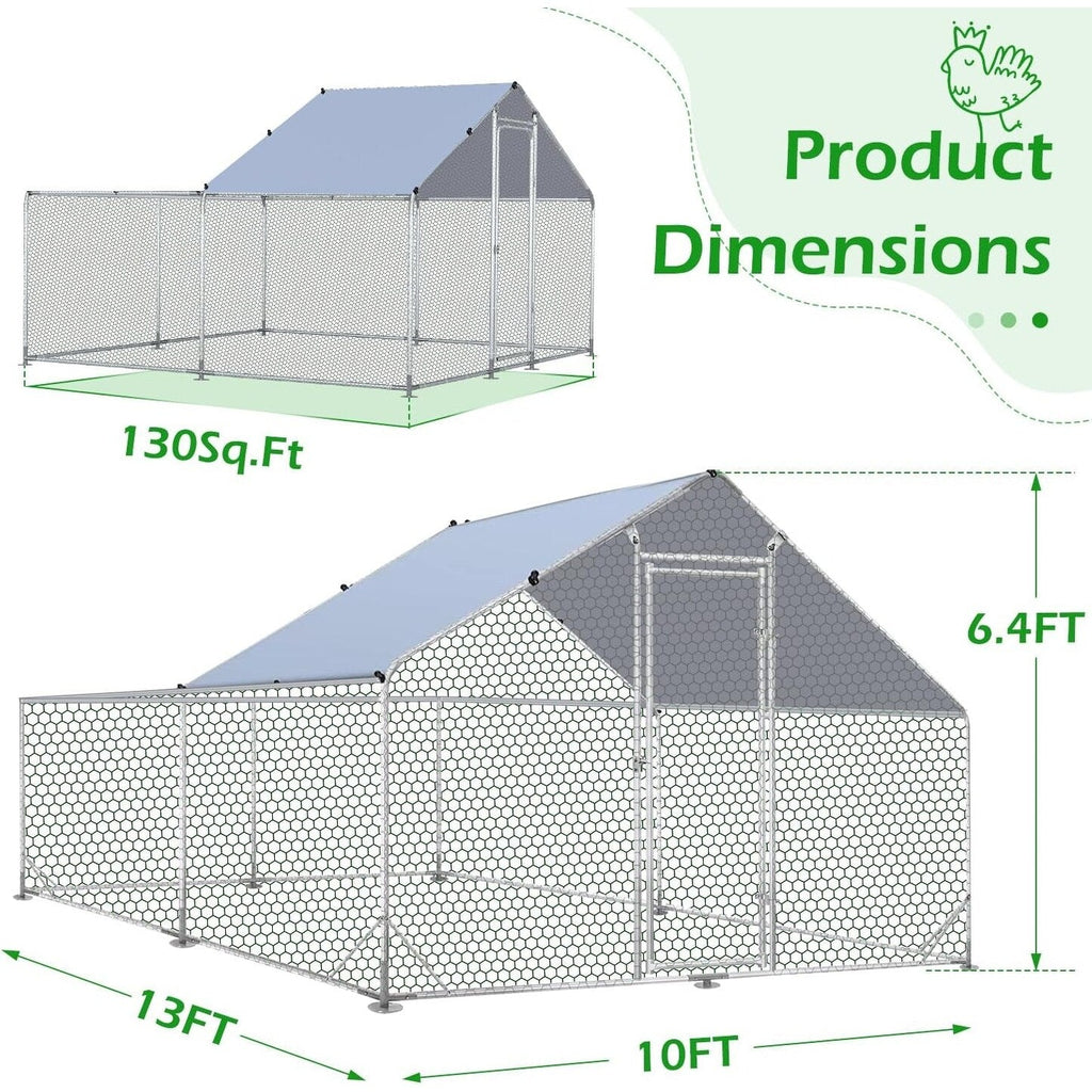 AECOJOY Grand poulailler en métal avec cage à poulets en métal