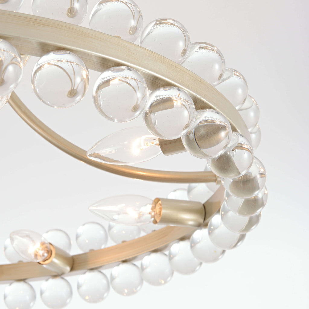 Plafonnier semi-encastré en cristal Elvira à 8 lumières, motif roue de chariot