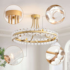 Plafonnier semi-encastré en cristal Elvira à 8 lumières, motif roue de chariot