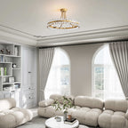 Plafonnier semi-encastré en cristal Elvira à 8 lumières, motif roue de chariot