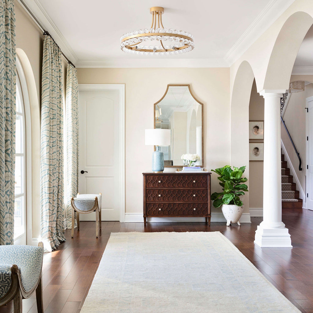 Plafonnier semi-encastré en cristal Elvira à 8 lumières, motif roue de chariot