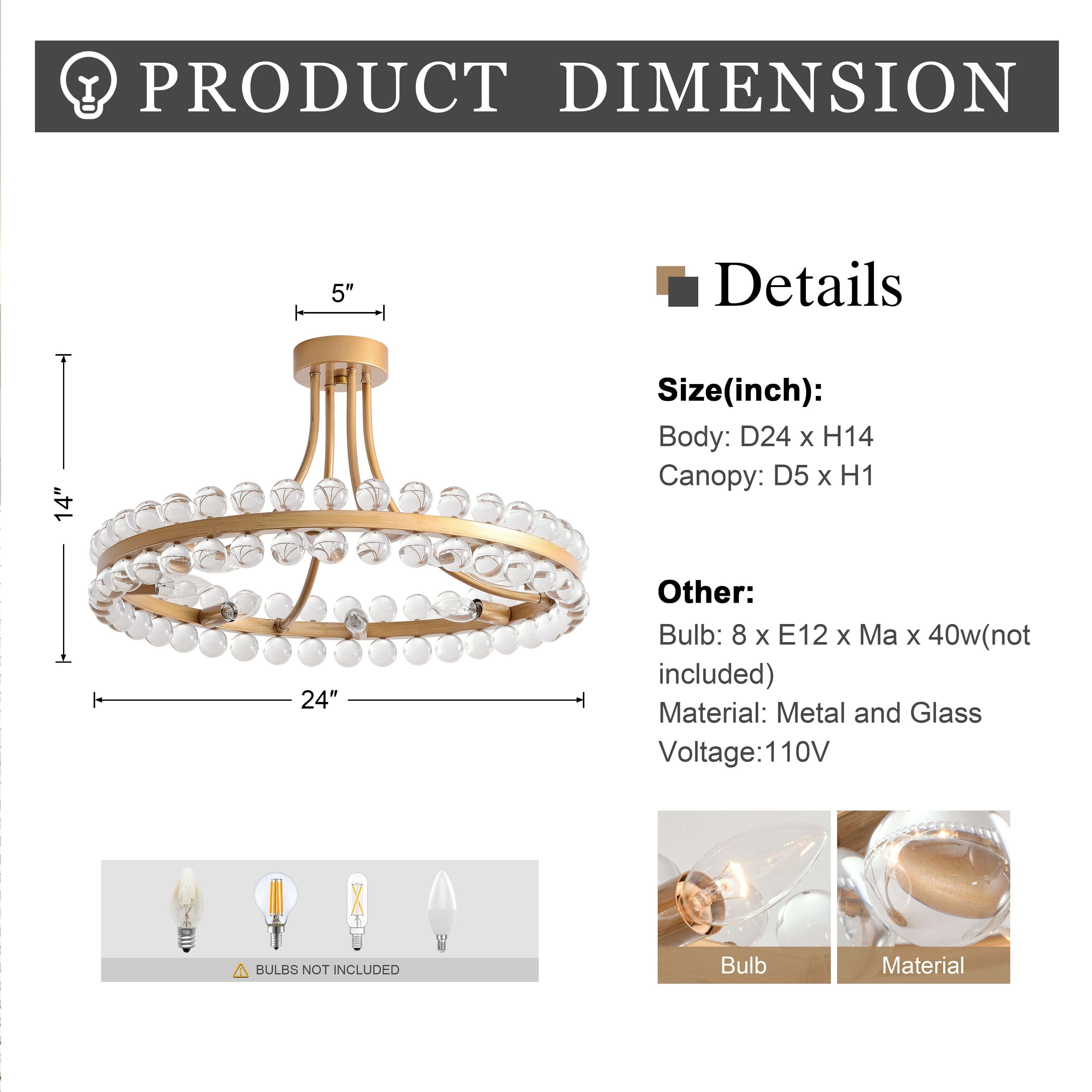 Plafonnier semi-encastré en cristal Elvira à 8 lumières, motif roue de chariot