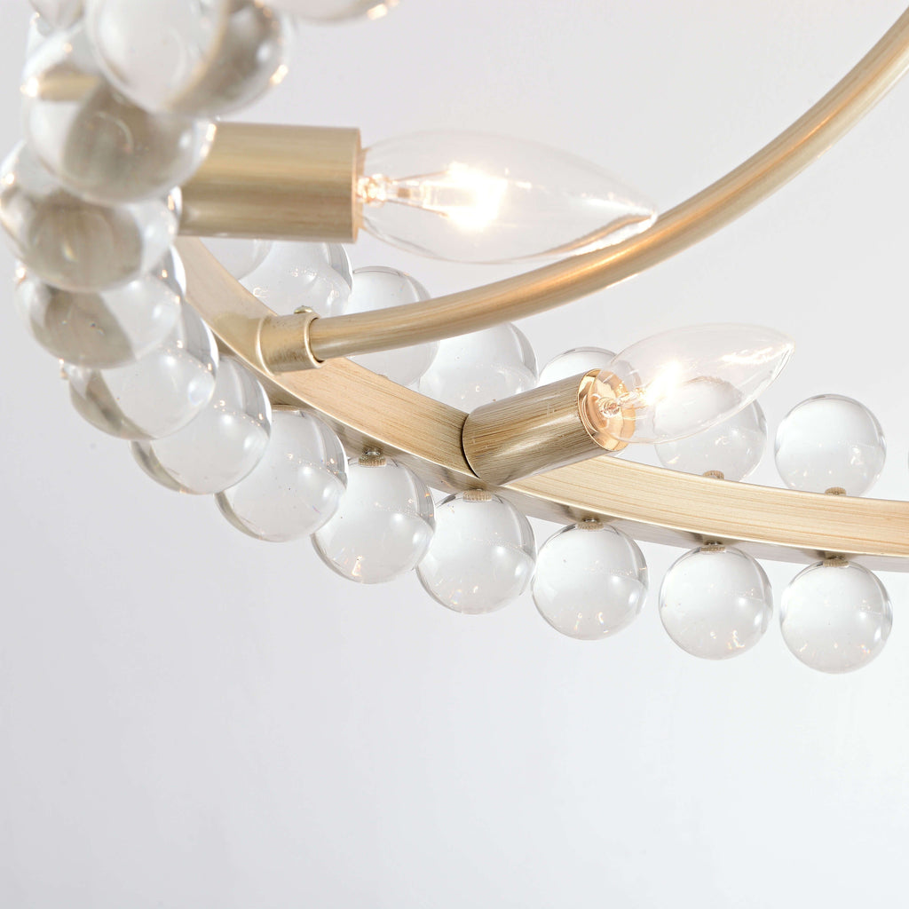 Plafonnier semi-encastré en cristal Elvira à 8 lumières, motif roue de chariot