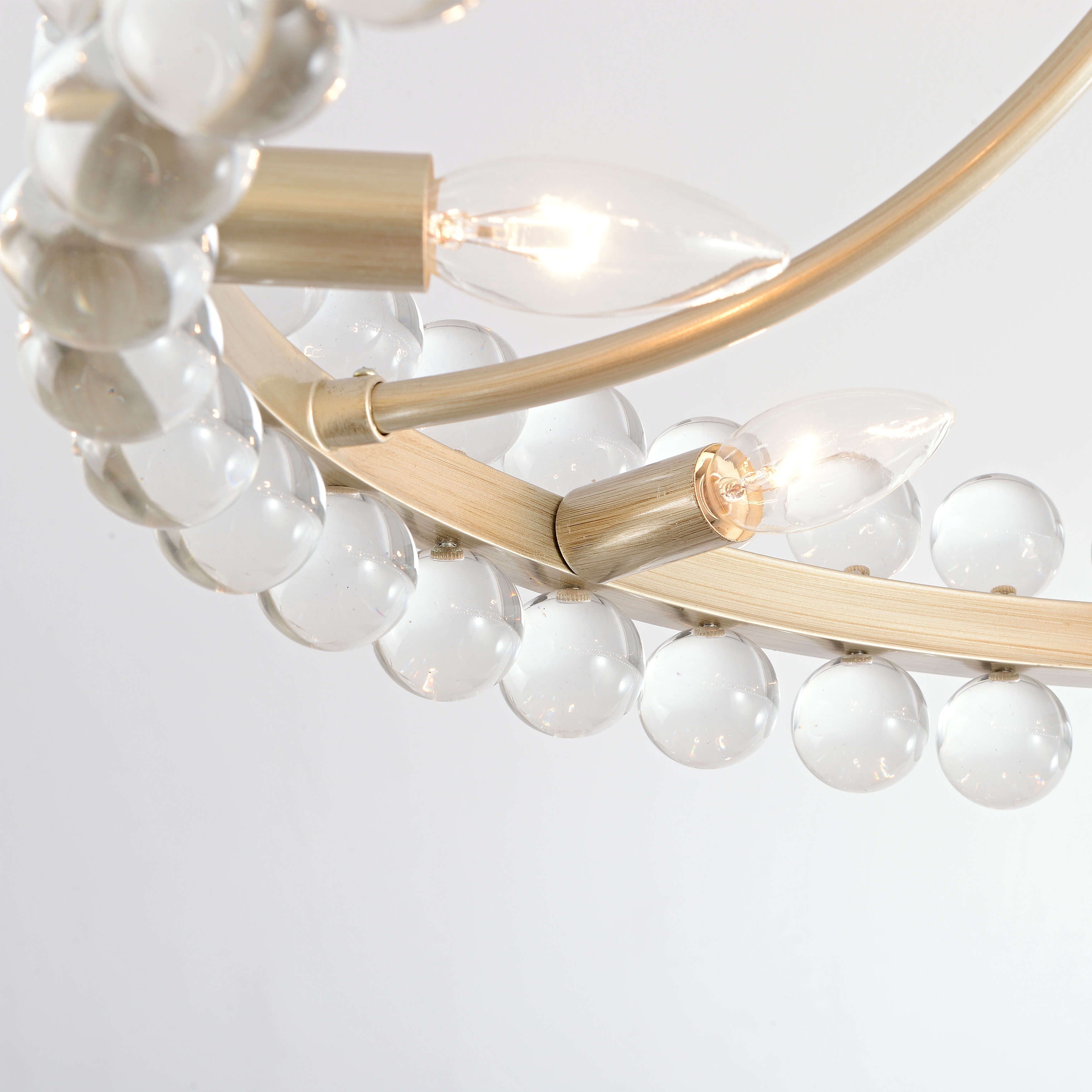 Plafonnier semi-encastré en cristal Elvira à 8 lumières, motif roue de chariot