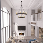 Lustre rond en forme de roue de chariot de style ferme moderne Acroma à 20 lumières de 40 po avec UL