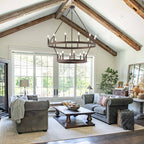 Lustre rond en forme de roue de chariot de style ferme moderne Acroma à 20 lumières de 40 po avec UL