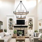 Lustre rond en forme de roue de chariot de style ferme moderne Acroma à 20 lumières de 40 po avec UL