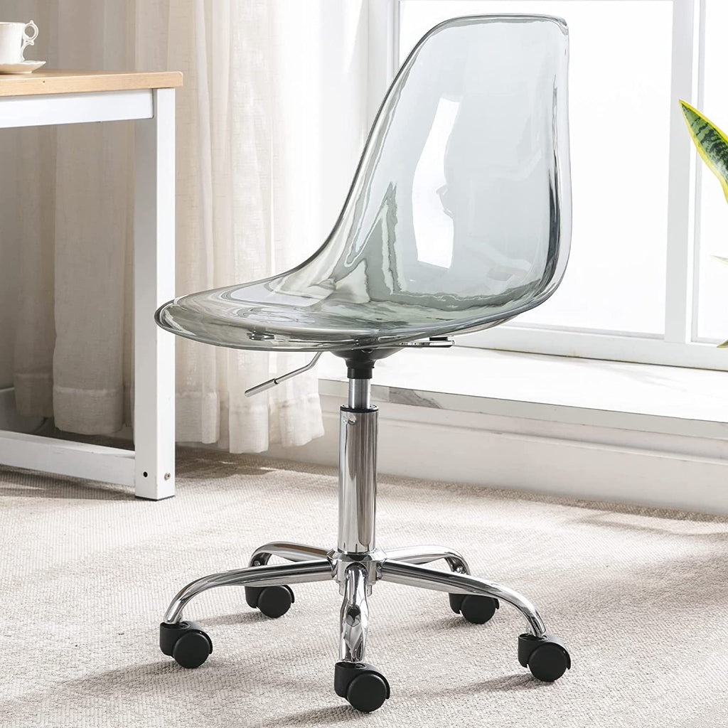 Chaise de bureau pivotante en acrylique à hauteur réglable sans accoudoirs