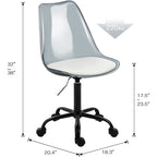Chaise de bureau pivotante en acrylique à hauteur réglable sans accoudoirs