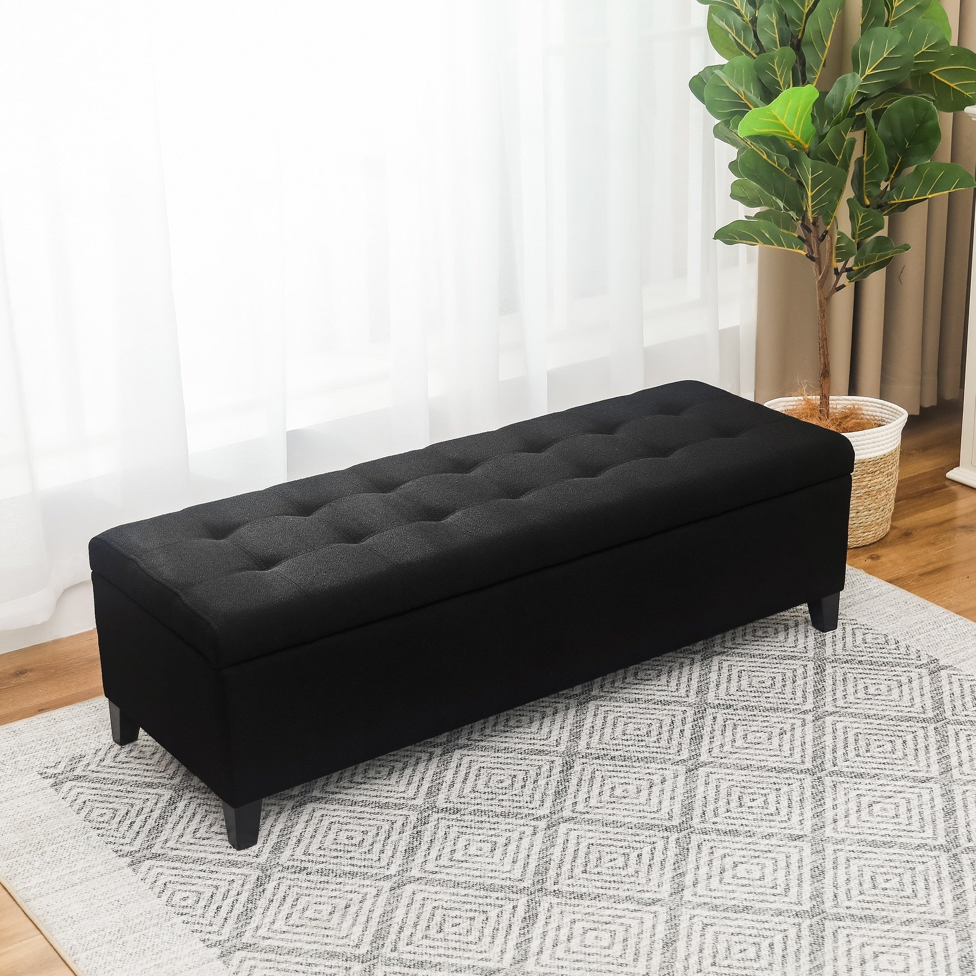 Banc ottoman de rangement en cuir reconstitué Adeco 50
