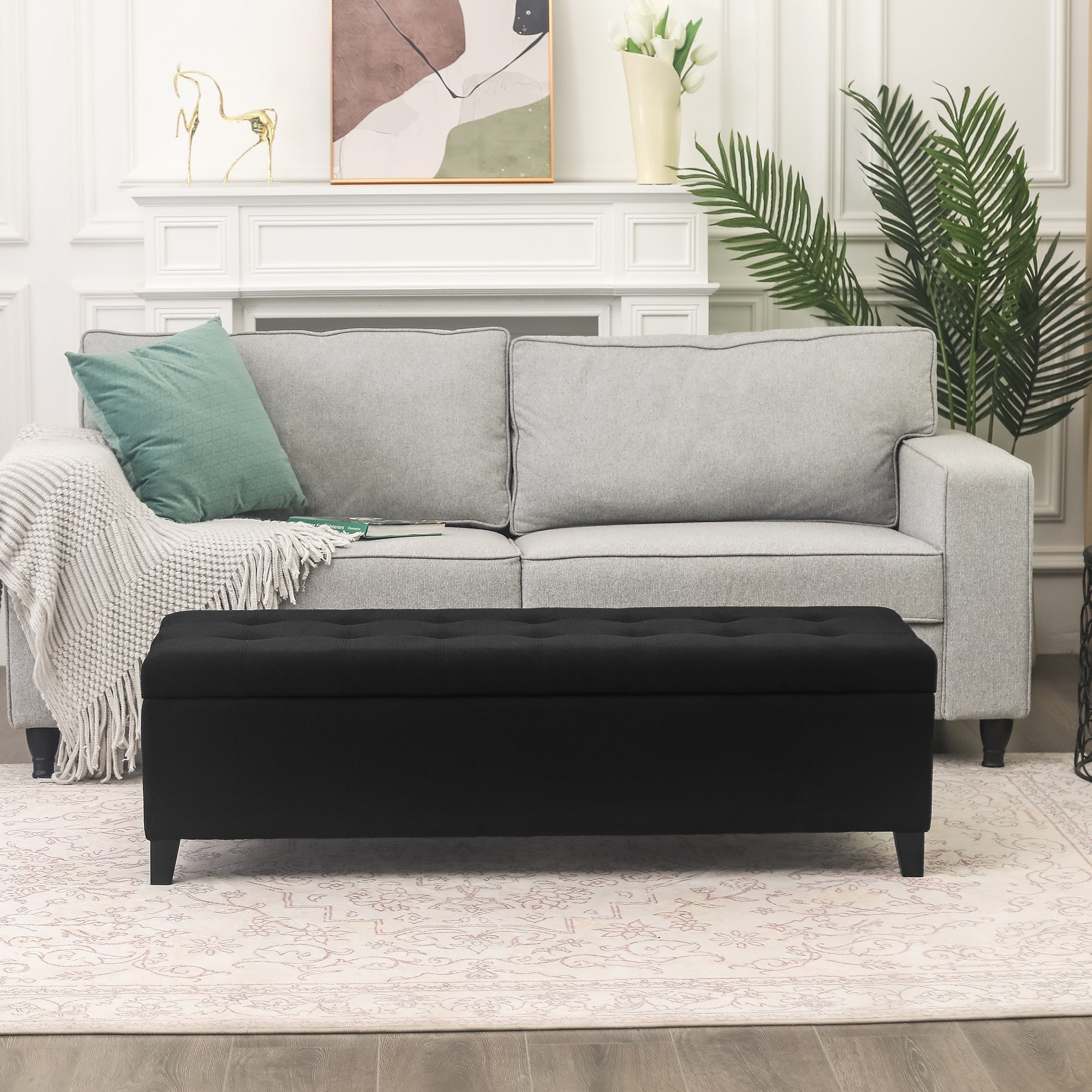 Banc ottoman de rangement en cuir reconstitué Adeco 50