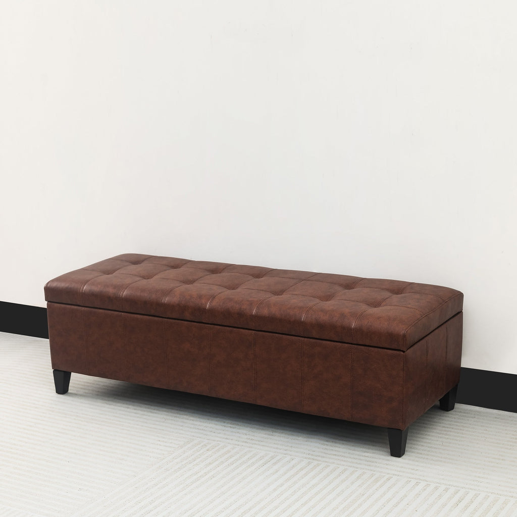 Banc ottoman de rangement en cuir reconstitué Adeco 50