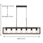 Lustre linéaire rectangulaire Allegray Farmhouse de 52 po à 7 lumières pour îlot de cuisine