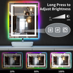 Miroir de salle de bain antibuée rétroéclairé RVB et à éclairage frontal LED