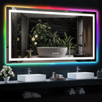 Miroir de salle de bain antibuée rétroéclairé RVB et à éclairage frontal LED