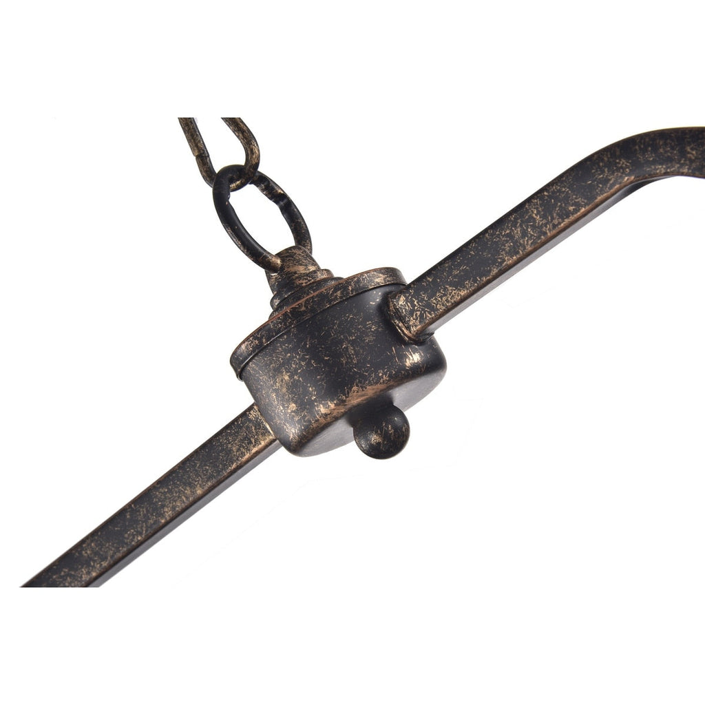 Éclairage rectangulaire pour îlot de cuisine en bronze antique à 6 lumières avec suspension en cristal - Bronze antique