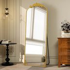 Miroir arqué pleine longueur avec motif floral baroque