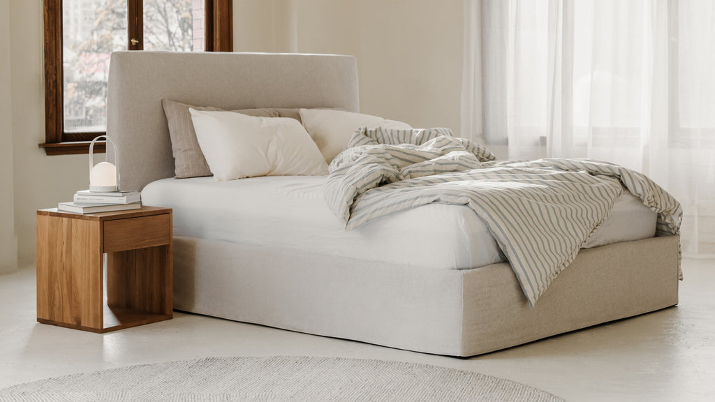 Lit coffre Wave, King, Latte