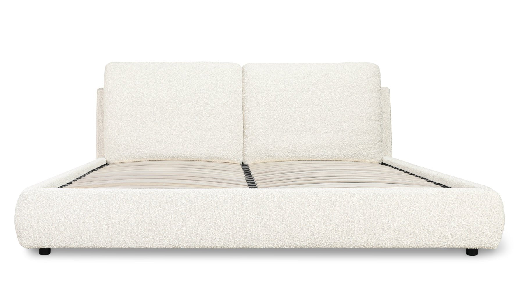 Lit nuage avec rangement, Queen, couleur crème bouclée