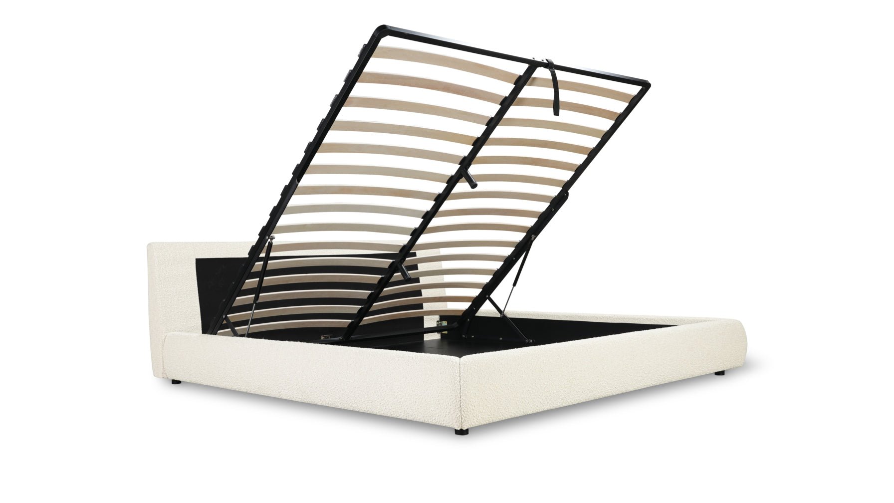 Lit nuage avec rangement, Queen, couleur crème bouclée