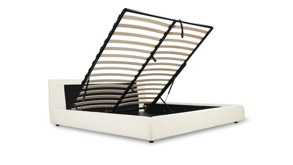 Lit nuage avec rangement, King, couleur crème bouclée