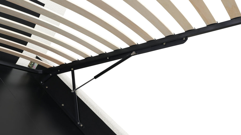 Lit nuage avec rangement, King, couleur crème bouclée