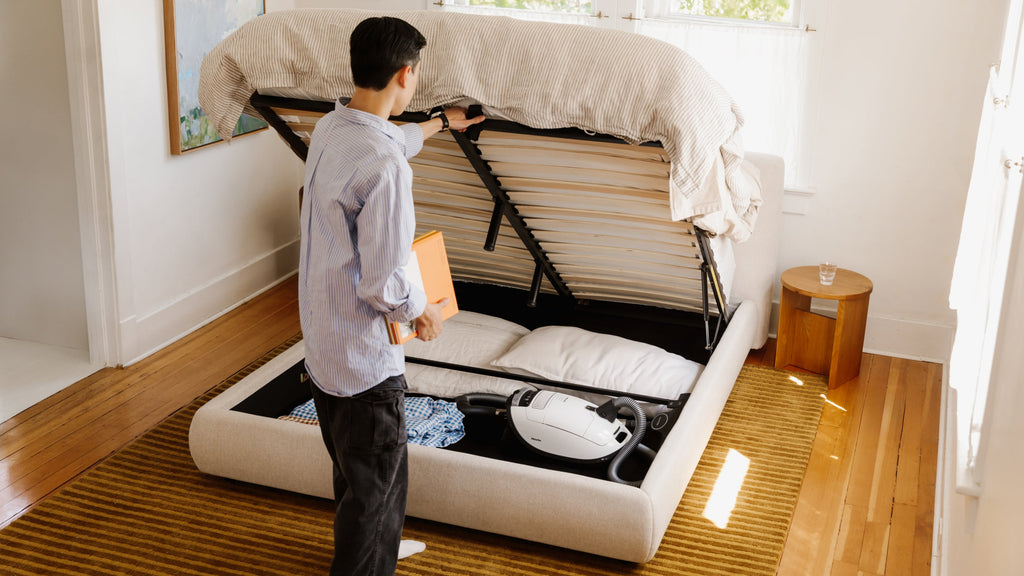 Lit de rêve avec rangement, Queen, Latte