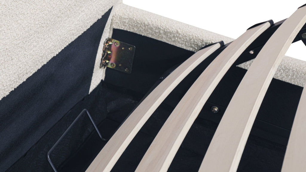 Lit de rêve avec rangement, Queen, couleur crème bouclée