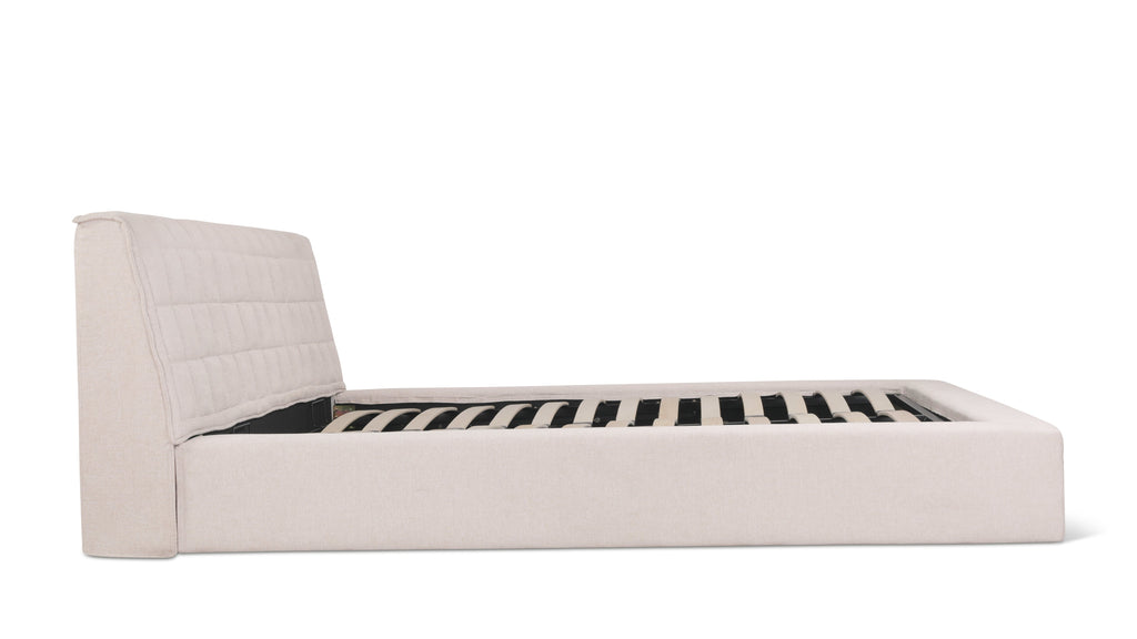 Lit matelassé avec rangement, Queen, Latte